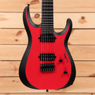 Jackson Pro Plus Series Dinky MDK7 HT electric guitar satin red with black bevels and humbucker pickups