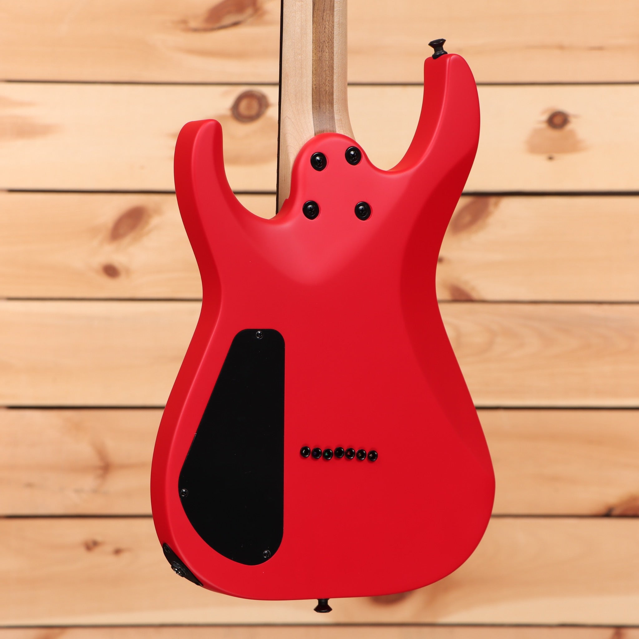 Jackson Pro Plus Series Dinky MDK7 HT electric guitar satin red with black bevels and humbucker pickups