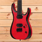 Jackson Pro Plus Series Dinky MDK7 HT electric guitar satin red with black bevels and humbucker pickups