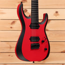 Jackson Pro Plus Series Dinky MDK7 HT electric guitar satin red with black bevels and humbucker pickups