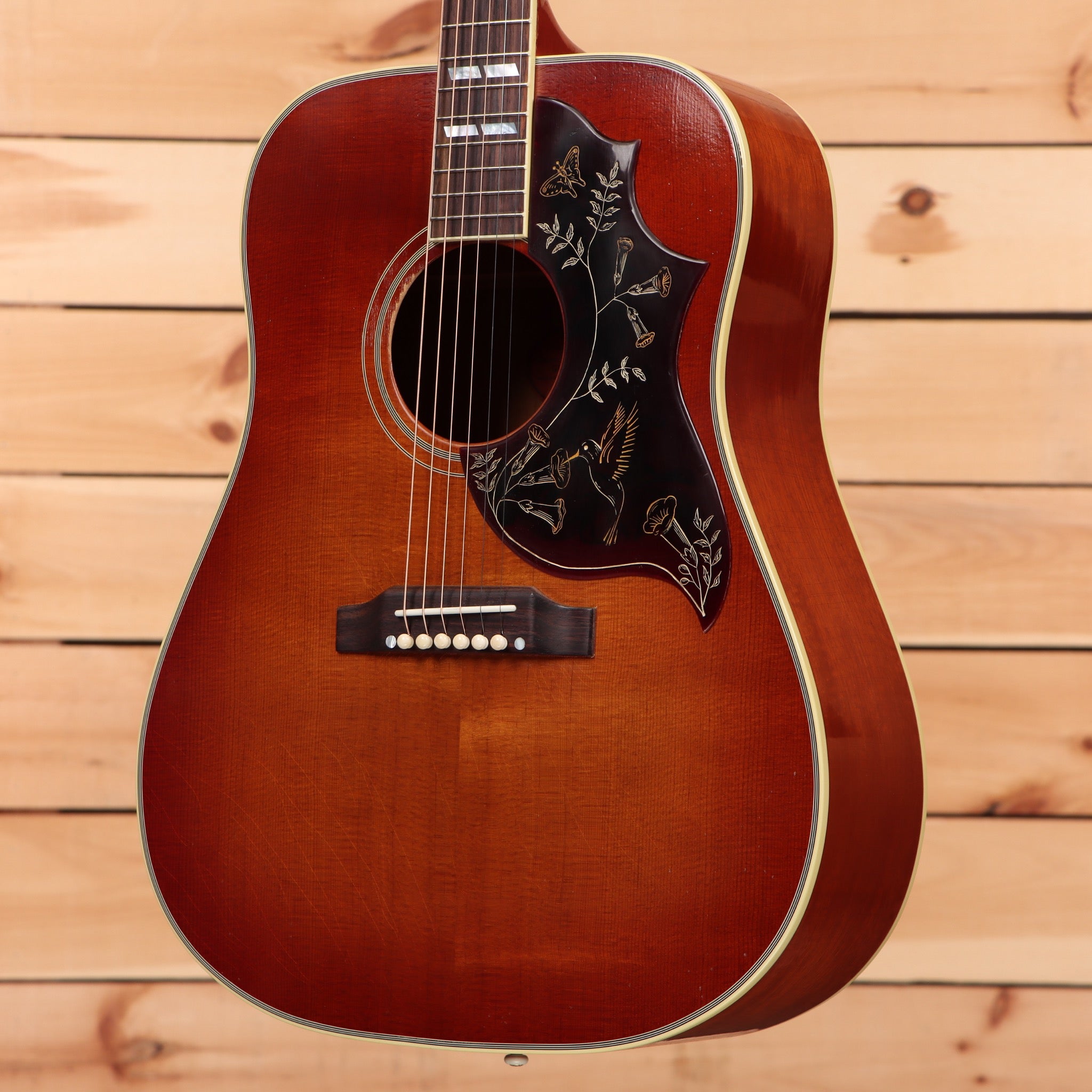 Gibson 1960 Hummingbird light-aged Heritage Cherry Sunburst acoustic guitar with black pickguard inlay