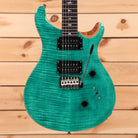 Paul Reed Smith SE Custom 24 turquoise electric guitar with flamed maple top and dual humbuckers