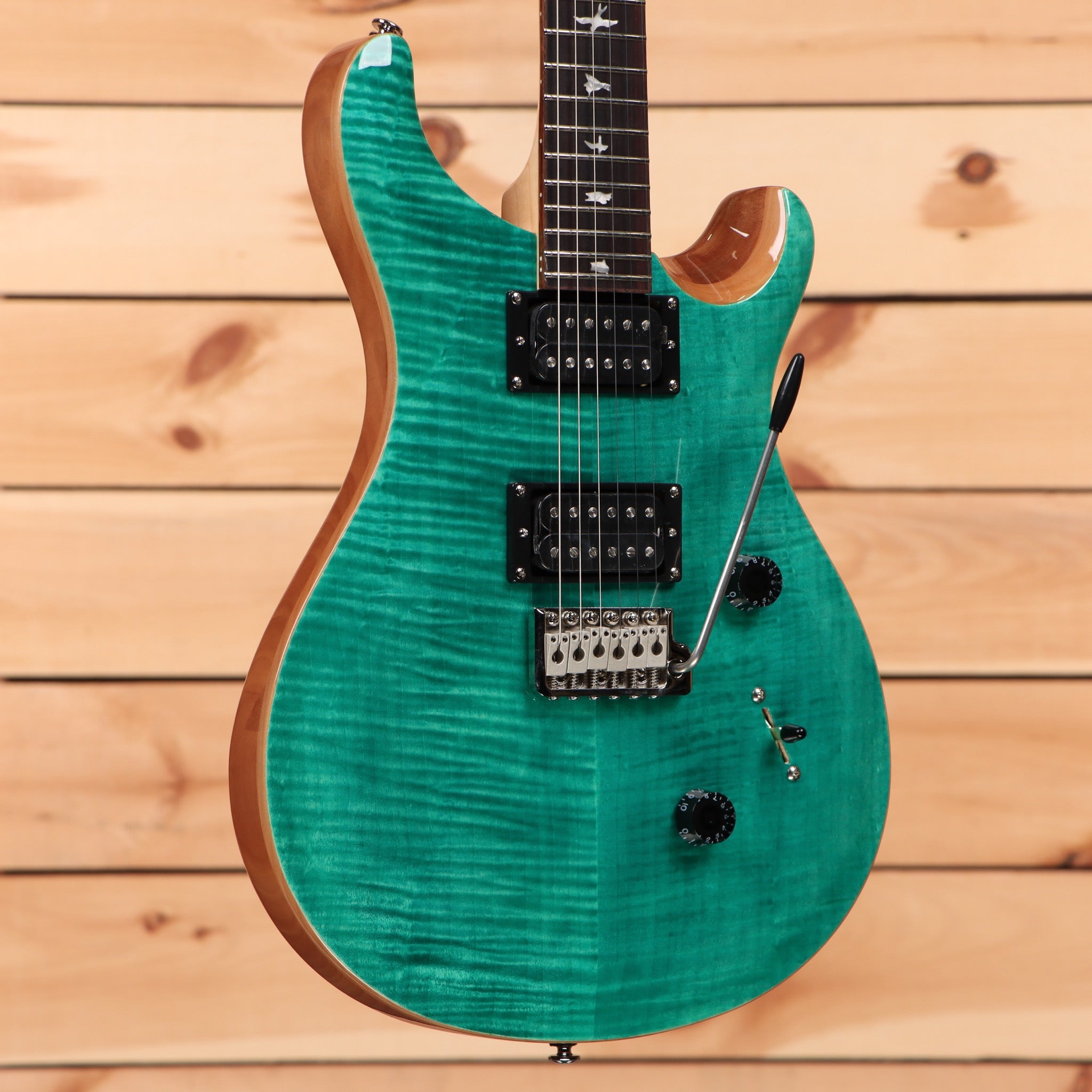 Paul Reed Smith SE Custom 24 electric guitar turquoise with flamed maple top and dual humbuckers