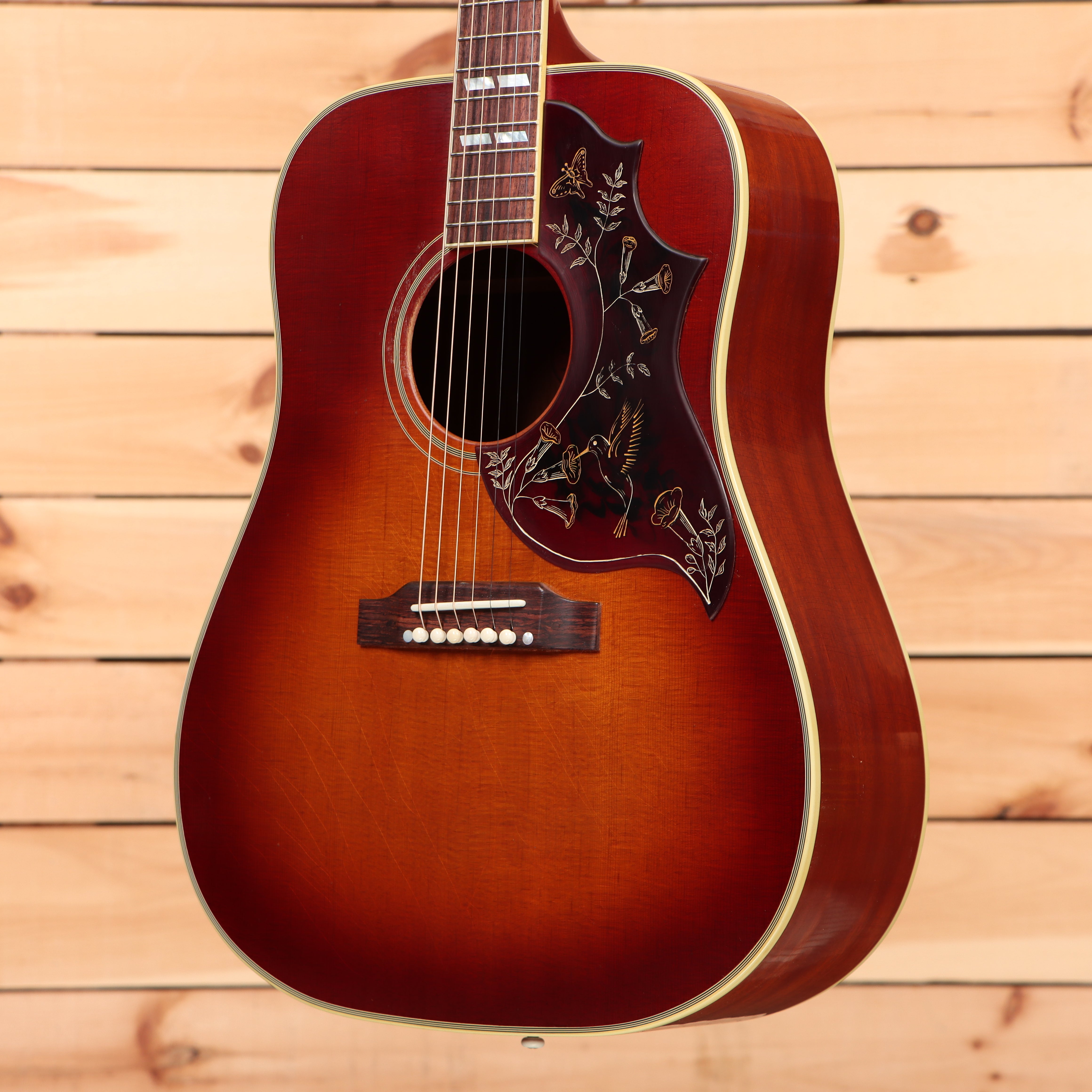 Gibson 1960 Hummingbird light-aged heritage cherry sunburst dreadnought acoustic guitar with floral pickguard inlay