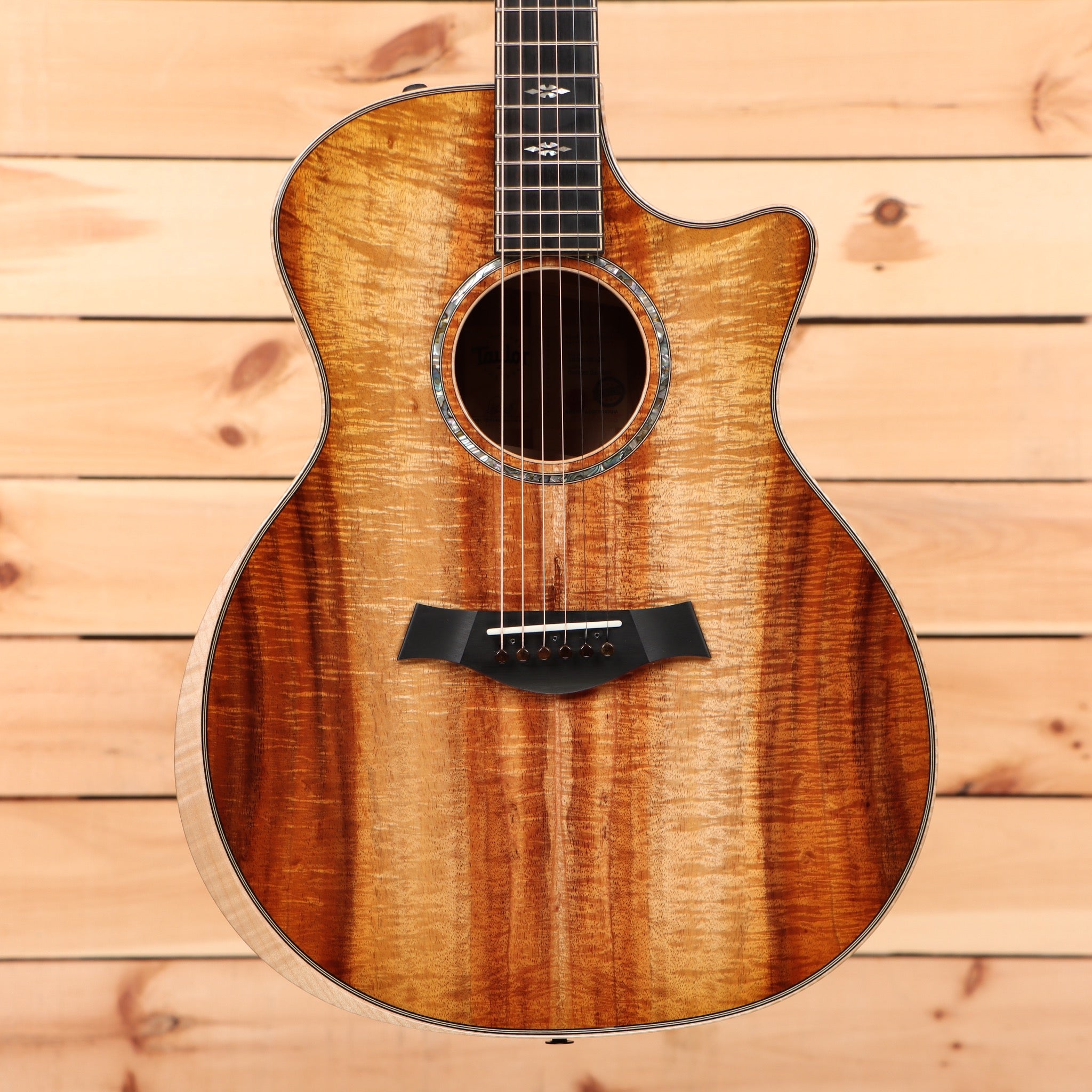 Taylor Custom Grand Auditorium acoustic guitar natural finish with flamed koa top and venetian cutaway