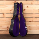 Gibson J-45 acoustic guitar case black exterior purple velvet interior with chrome latches
