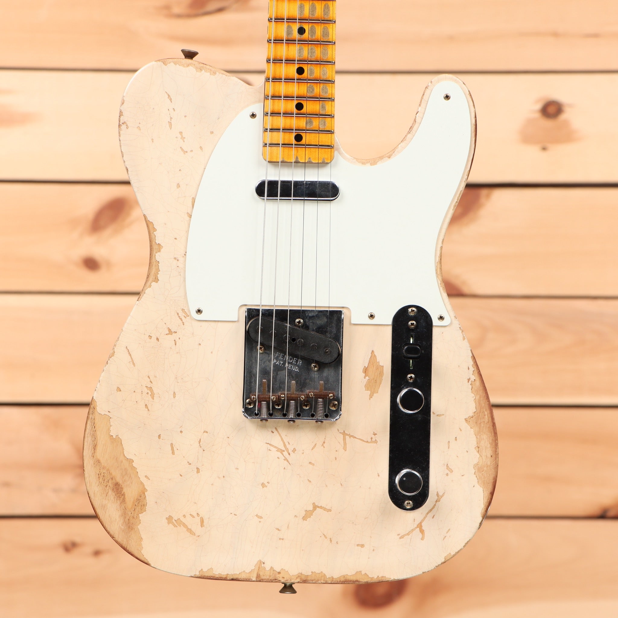 Fender Custom Shop Limited 1958 Telecaster electric guitar heavy relic aged white blonde with maple neck