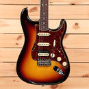 Fender Custom Shop Limited 1967 HSS Stratocaster Journeyman Relic 3-Color Sunburst electric guitar with single-coil pickups and tremolo bridge