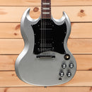 Gibson SG Standard electric guitar Silver Mist finish with dual humbuckers and black pickguard