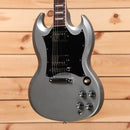 Gibson SG Standard electric guitar Silver Mist with dual humbucker pickups and black pickguard