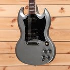 Gibson SG Standard electric guitar Silver Mist with dual humbucker pickups and black pickguard