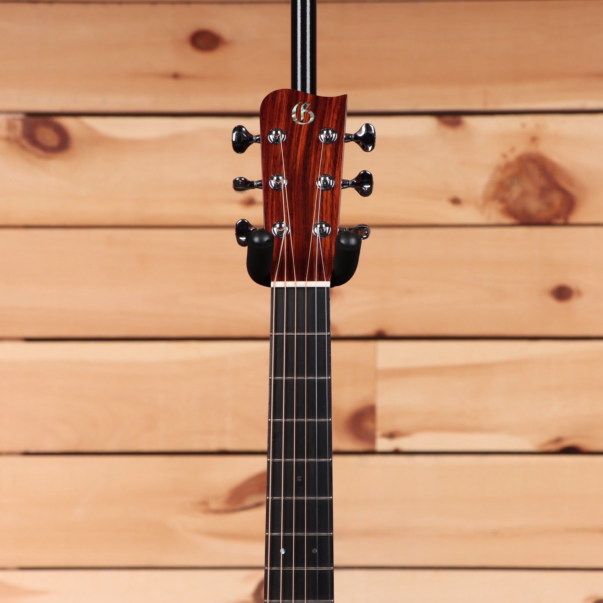 Gallagher GA72 acoustic guitar natural finish pre-owned with black headstock and chrome tuners