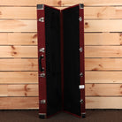 Scott Walker Phoenix mahogany guitar case with black velvet interior and chrome hardware