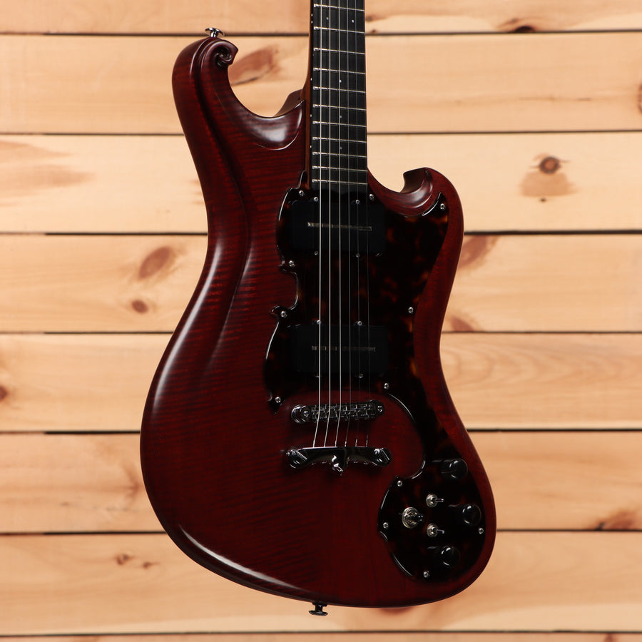 Scott Walker Phoenix mahogany electric guitar with flamed maple top and black pickguard