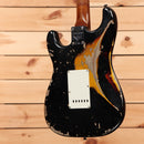 Fender Custom Shop 1961 Stratocaster heavy relic electric guitar aged black over 3-color sunburst with white pickguard