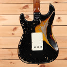 Fender Custom Shop Limited 1961 Stratocaster heavy relic electric guitar aged black over 3-color sunburst with white pickguard