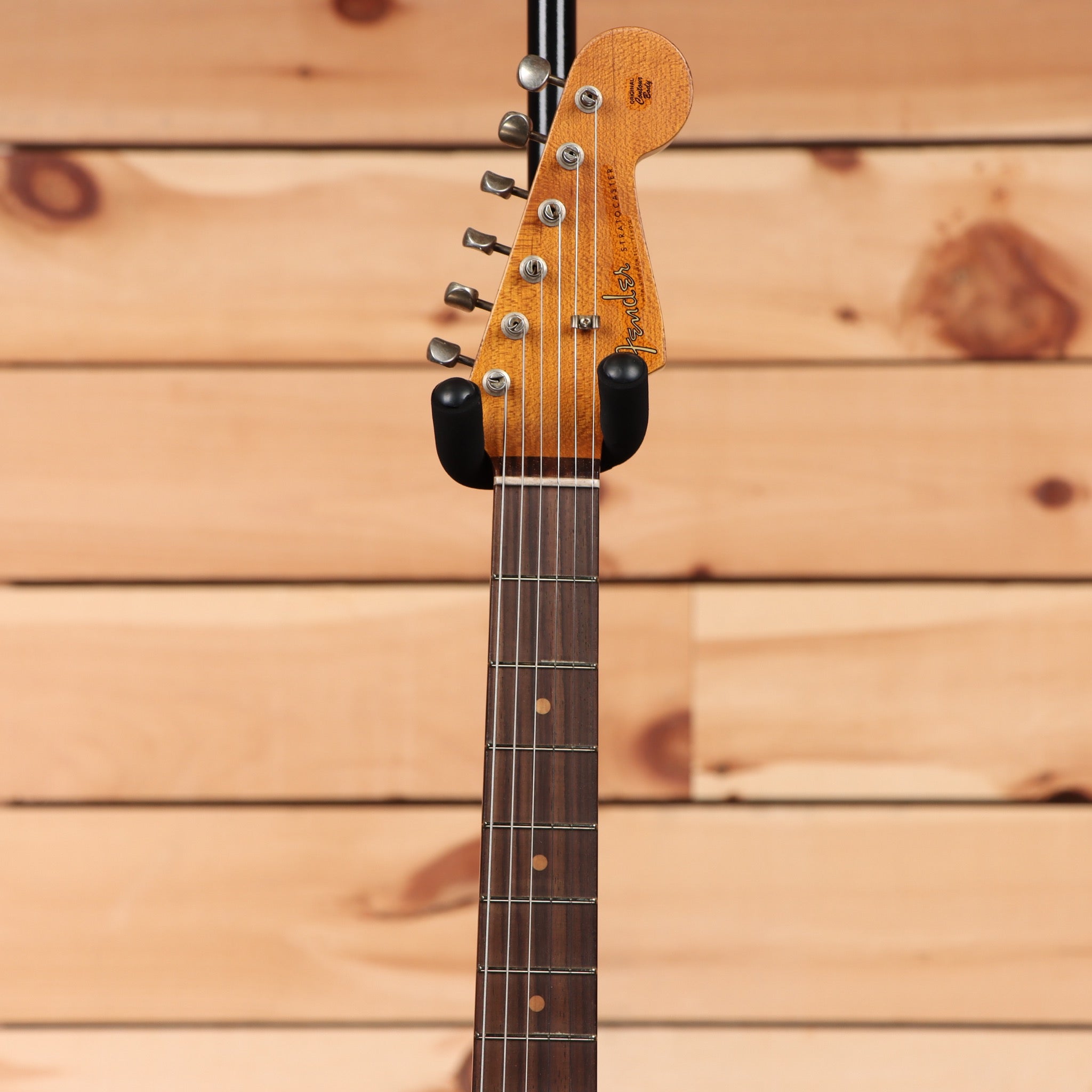 Fender Custom Shop Limited 1961 Stratocaster heavy relic electric guitar aged black over 3-color sunburst with single-coil pickups