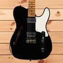 Fender Custom Shop Limited Caballo Tono Ligero semi-hollow electric guitar aged black with maple neck and white pickguard
