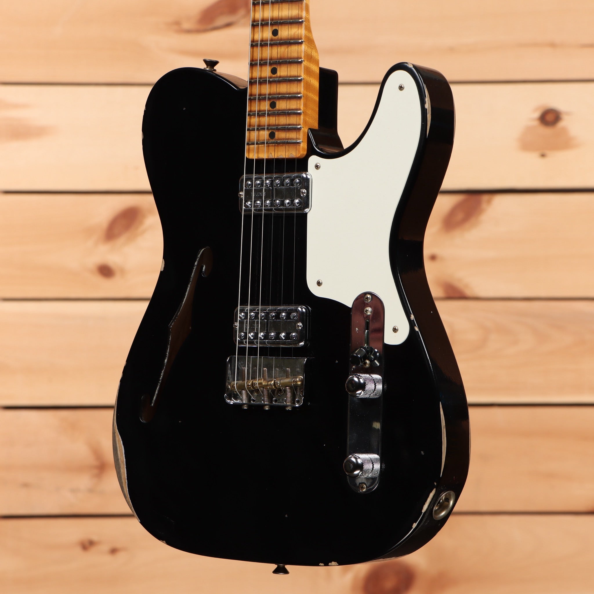 Fender Custom Shop Limited Caballo Tono Ligero electric guitar Aged Black with maple neck and white pickguard