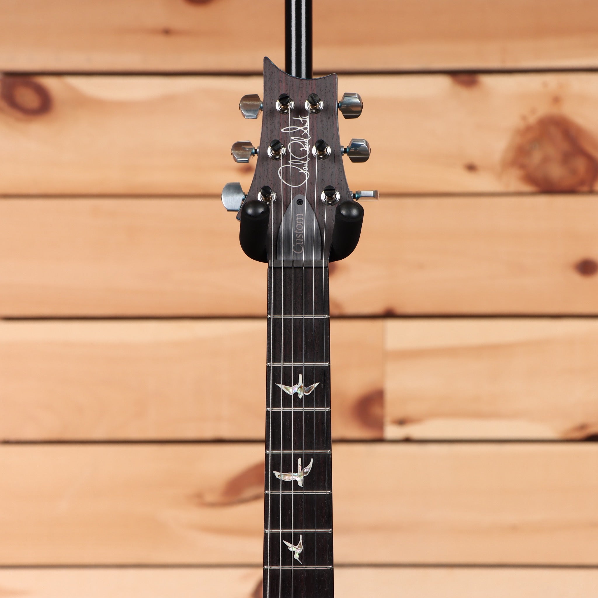 Paul Reed Smith Custom 24 electric guitar satin light blue metallic with bird inlays on rosewood fretboard