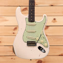 Fender Custom Shop 1963 Stratocaster Relic electric guitar Super Faded Shell Pink with mint green pickguard and single-coil pickups
