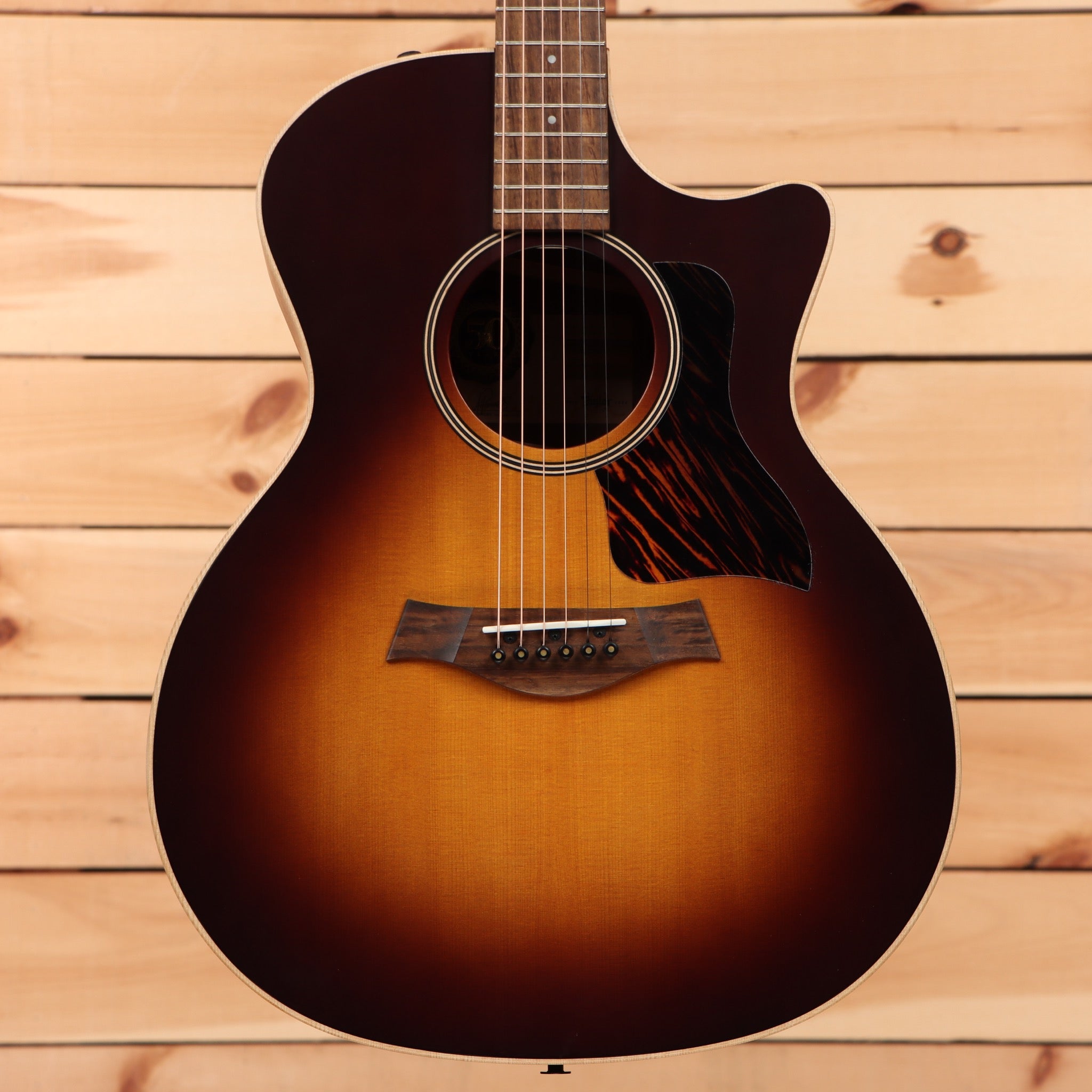 Taylor Limited 50th Anniversary AD14cesb acoustic-electric guitar tobacco sunburst with venetian cutaway