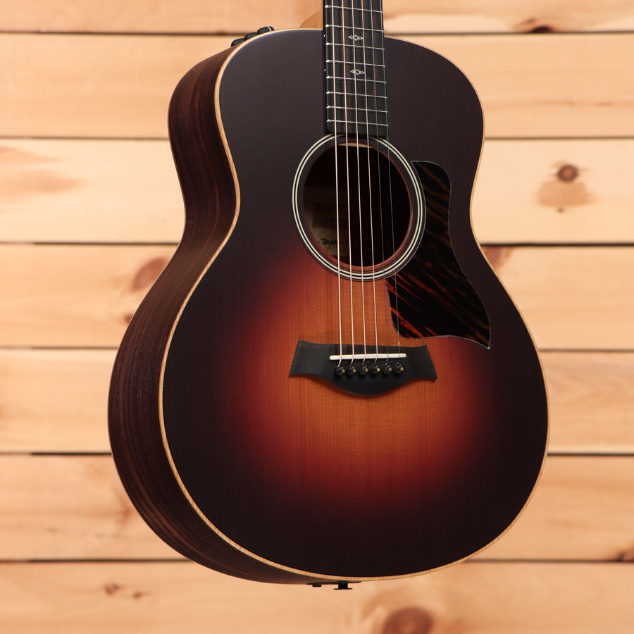 Taylor 50th Anniversary GS Mini-e Vintage Sunburst acoustic-electric guitar with vintage sunburst finish and binding