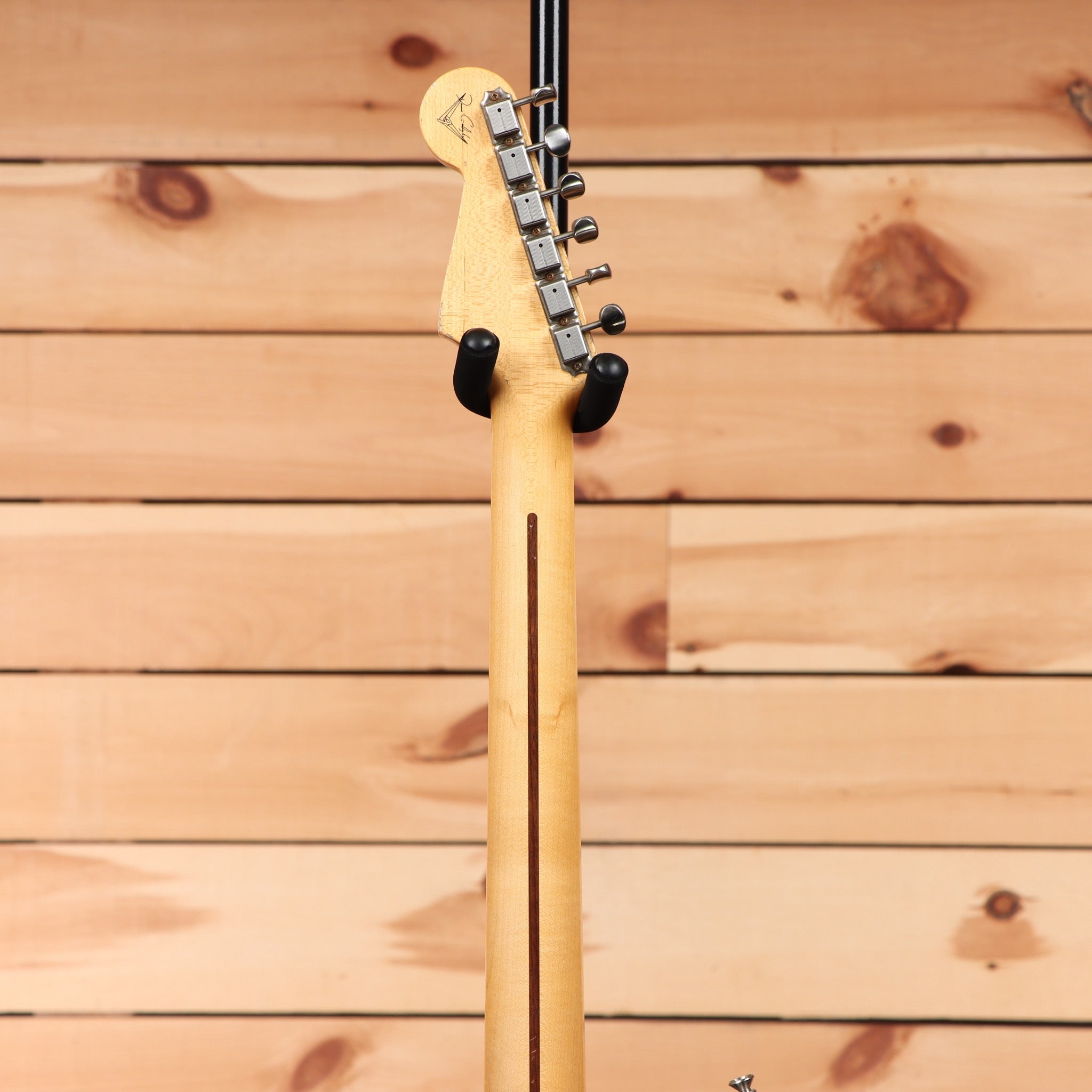 Fender Custom Shop Dennis Galuszka Masterbuilt 1956 Stratocaster Journeyman Relic Black electric guitar with maple neck