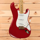 Fender Custom Shop Limited David Brown Masterbuilt Late-50s Strat Relic Dakota Red electric guitar with white pickguard and gold hardware
