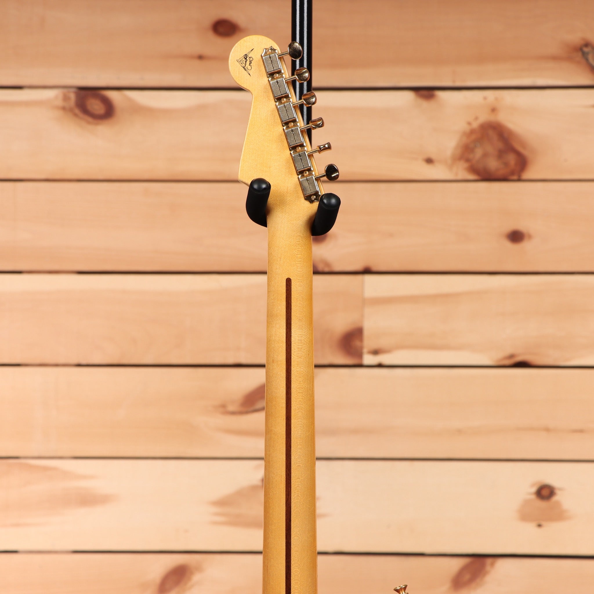 Fender Custom Shop Limited David Brown Masterbuilt Late 50s Strat Relic Dakota Red electric guitar with maple neck