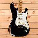 Fender Custom Shop Limited 1962 Stratocaster Relic electric guitar aged black with white pickguard and single-coil pickups