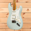 Fender Custom Shop Limited Tomatillo Stratocaster Journeyman Super Faded Aged Sonic Blue electric guitar with maple fretboard