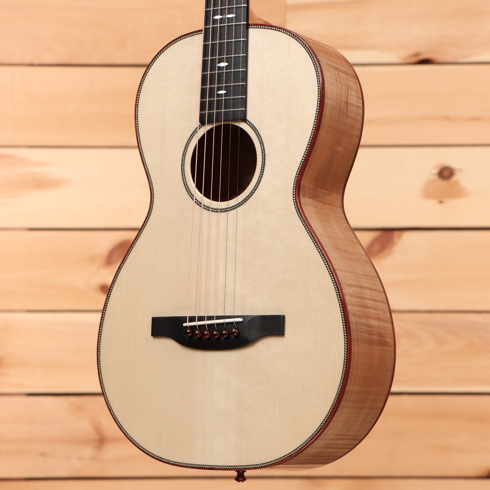 Boucher Private Stock HG164 acoustic guitar natural finish with cream top and brown back