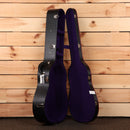 Gibson J-45 acoustic guitar light aged vintage sunburst with deep purple velvet lined hard case