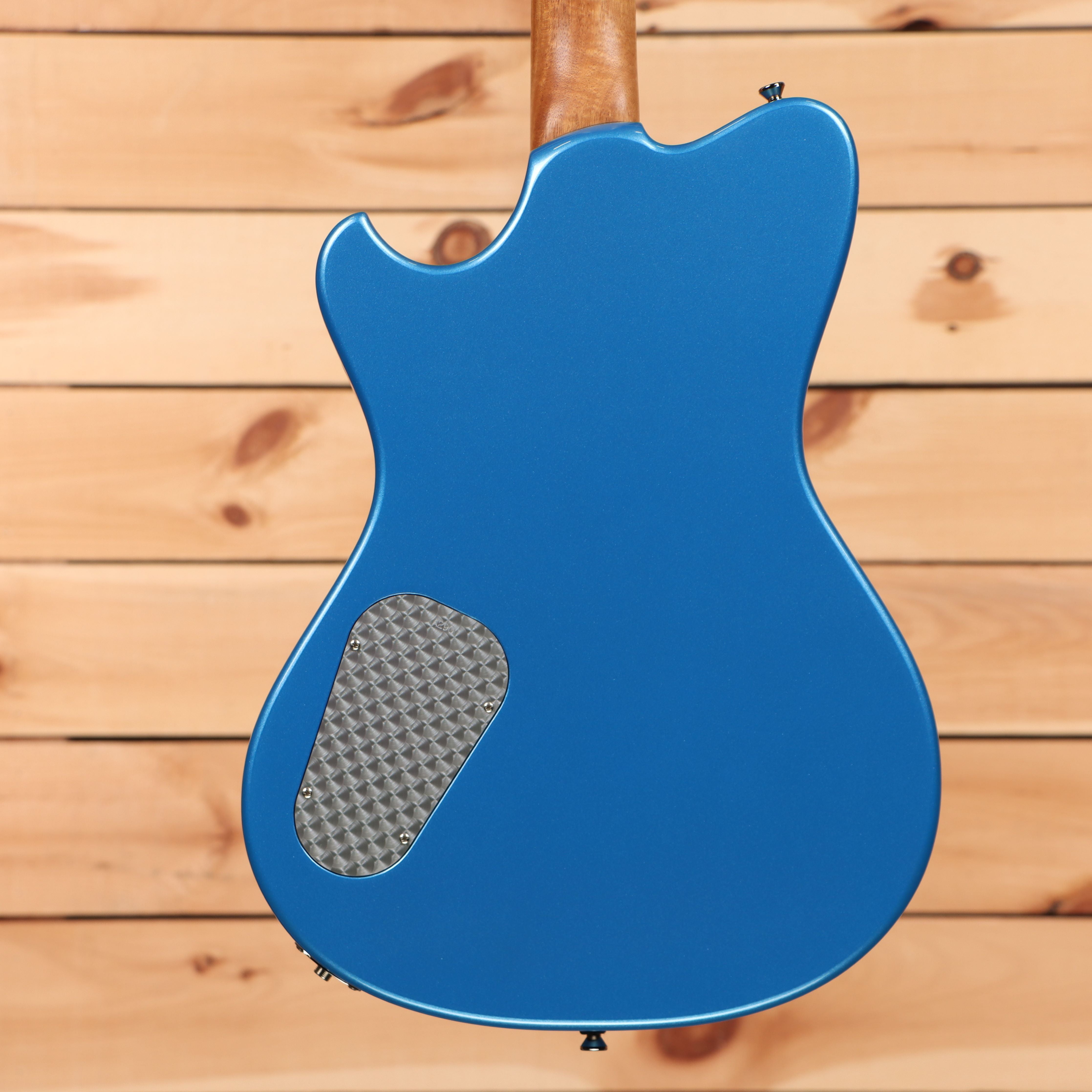 Powers A-Type Kingfisher Blue electric guitar with carbon fiber pickguard and maple neck