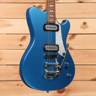 Powers Electric A-Type Kingfisher Blue electric guitar with dual humbucker pickups and tremolo bridge
