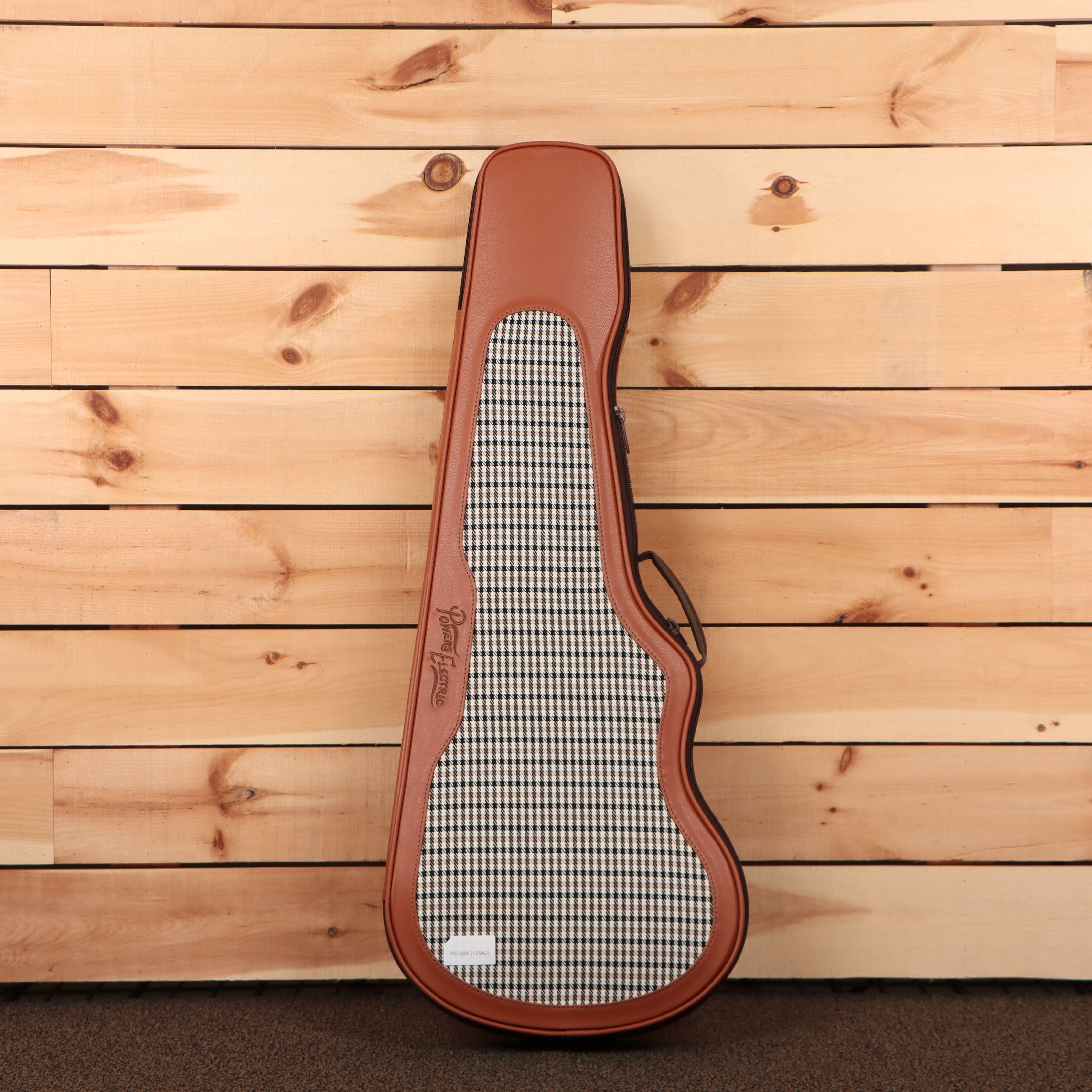 Powers Electric A-Type Kingfisher Blue gingham fabric interior hardshell case