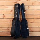 Gallagher GA72 acoustic guitar case natural black exterior with blue velvet interior