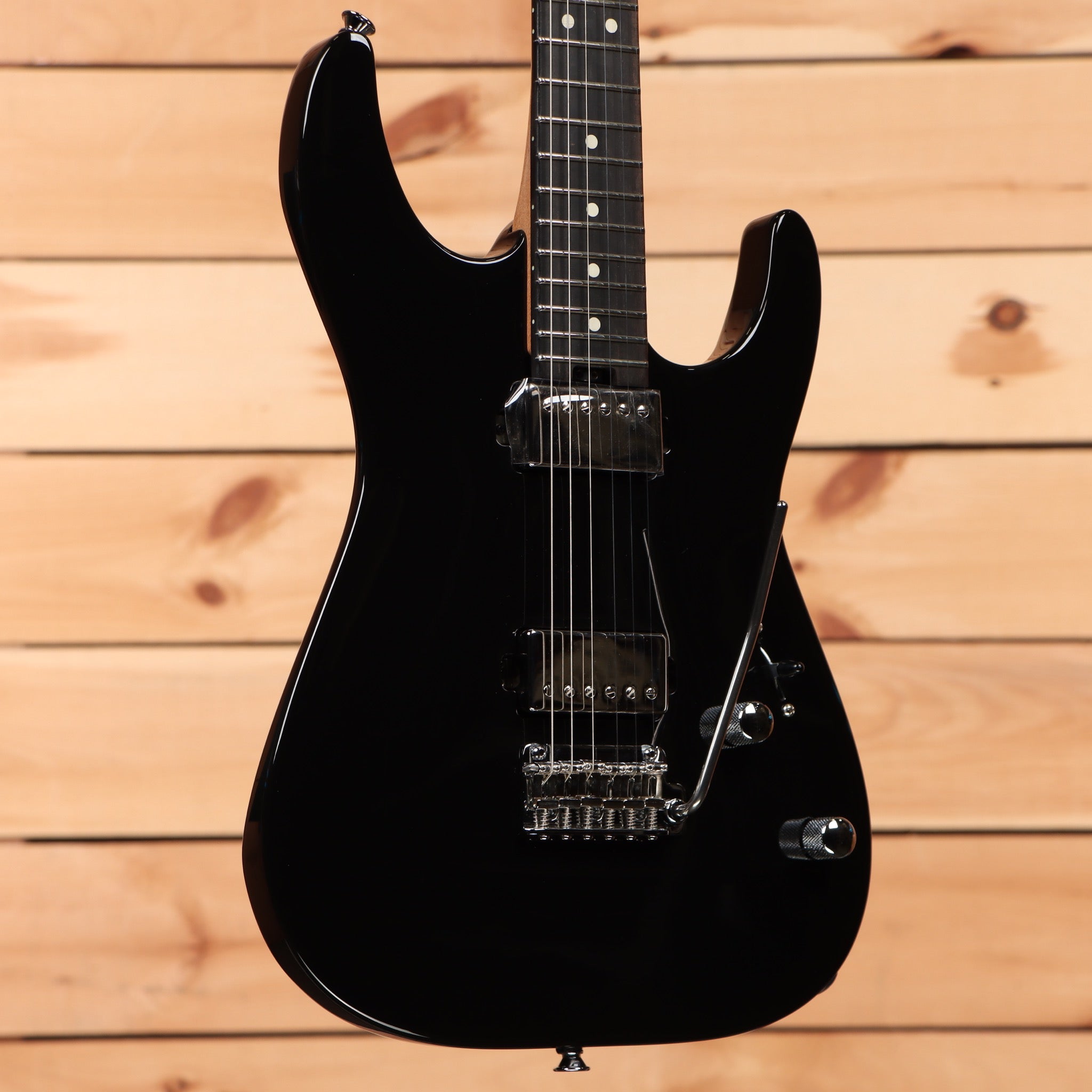 Charvel Superstock DKA22 electric guitar ebony black with humbucker pickups and Floyd Rose tremolo
