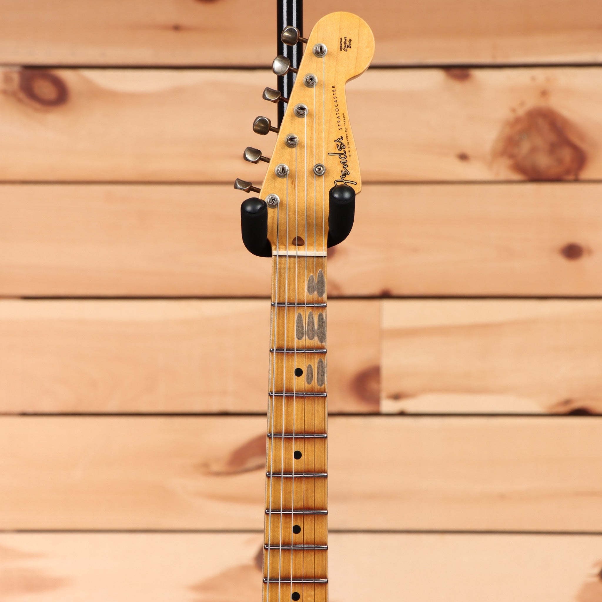 Fender Custom Shop 1956 Stratocaster Journeyman Relic electric guitar aged black with maple neck