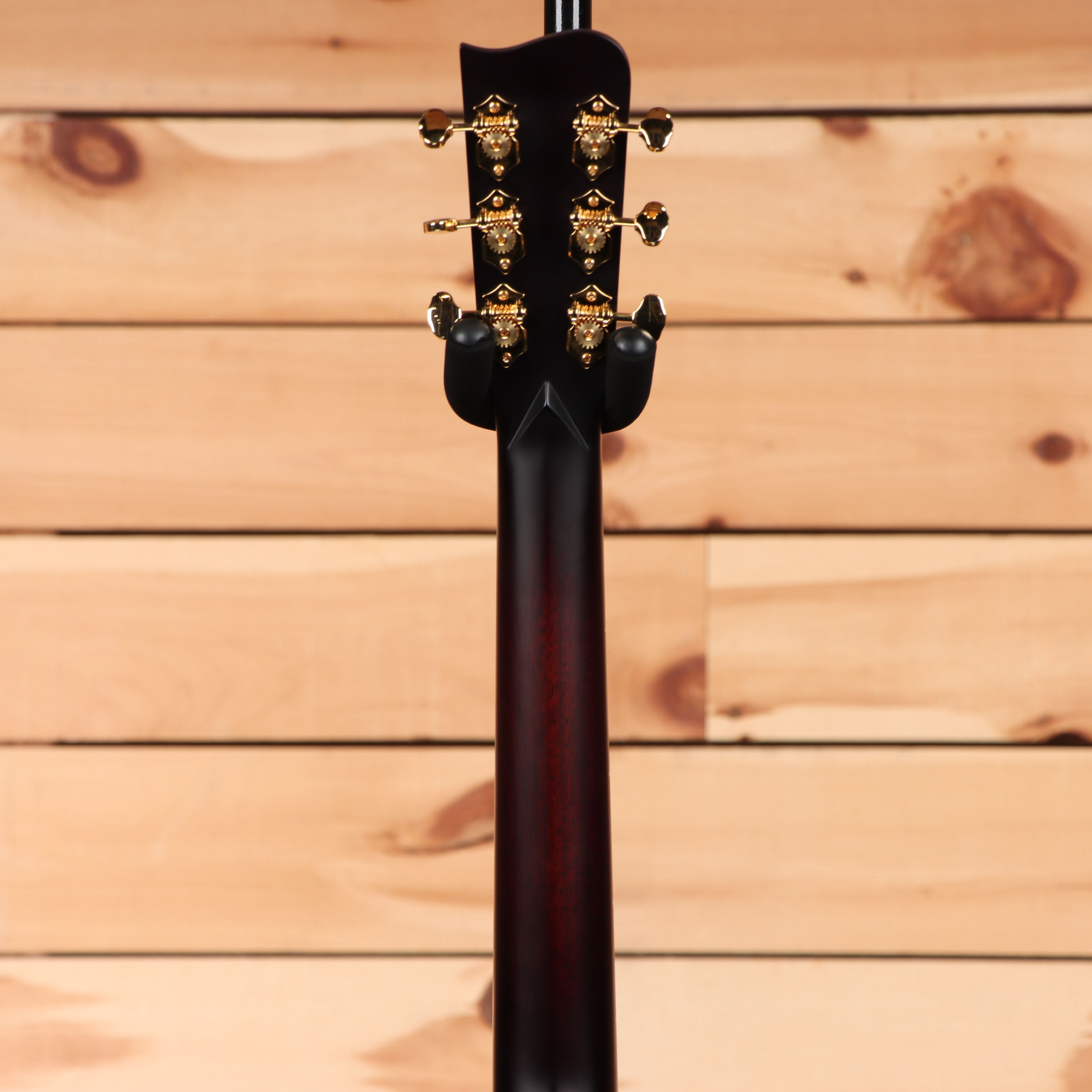 Gallagher Custom GA Bodock acoustic guitar dark tobacco burst finish with gold tuning machines
