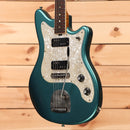 Shabat Namm 2024 Puma Ocean Turquoise electric guitar with pearl pickguard and dual humbucker pickups