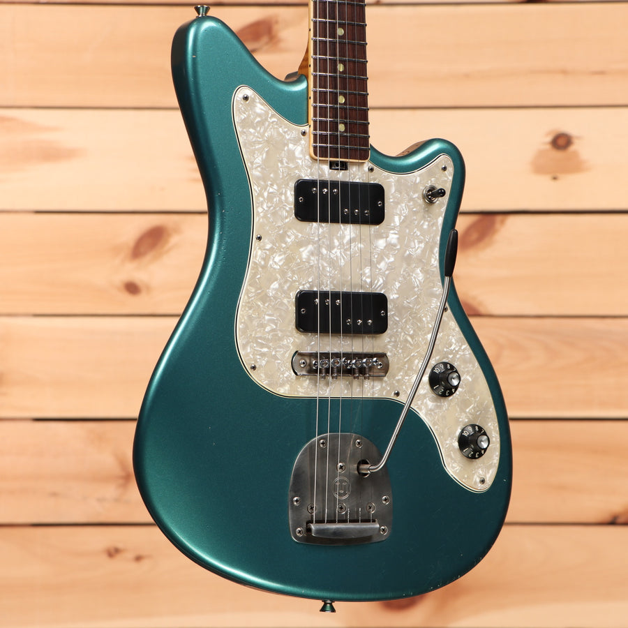 Squier Paranormal Toronado electric guitar Ocean Turquoise with pearloid pickguard and dual humbuckers