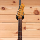Shabat Namm Puma Ocean Turquoise electric guitar with flame maple top and rosewood fretboard