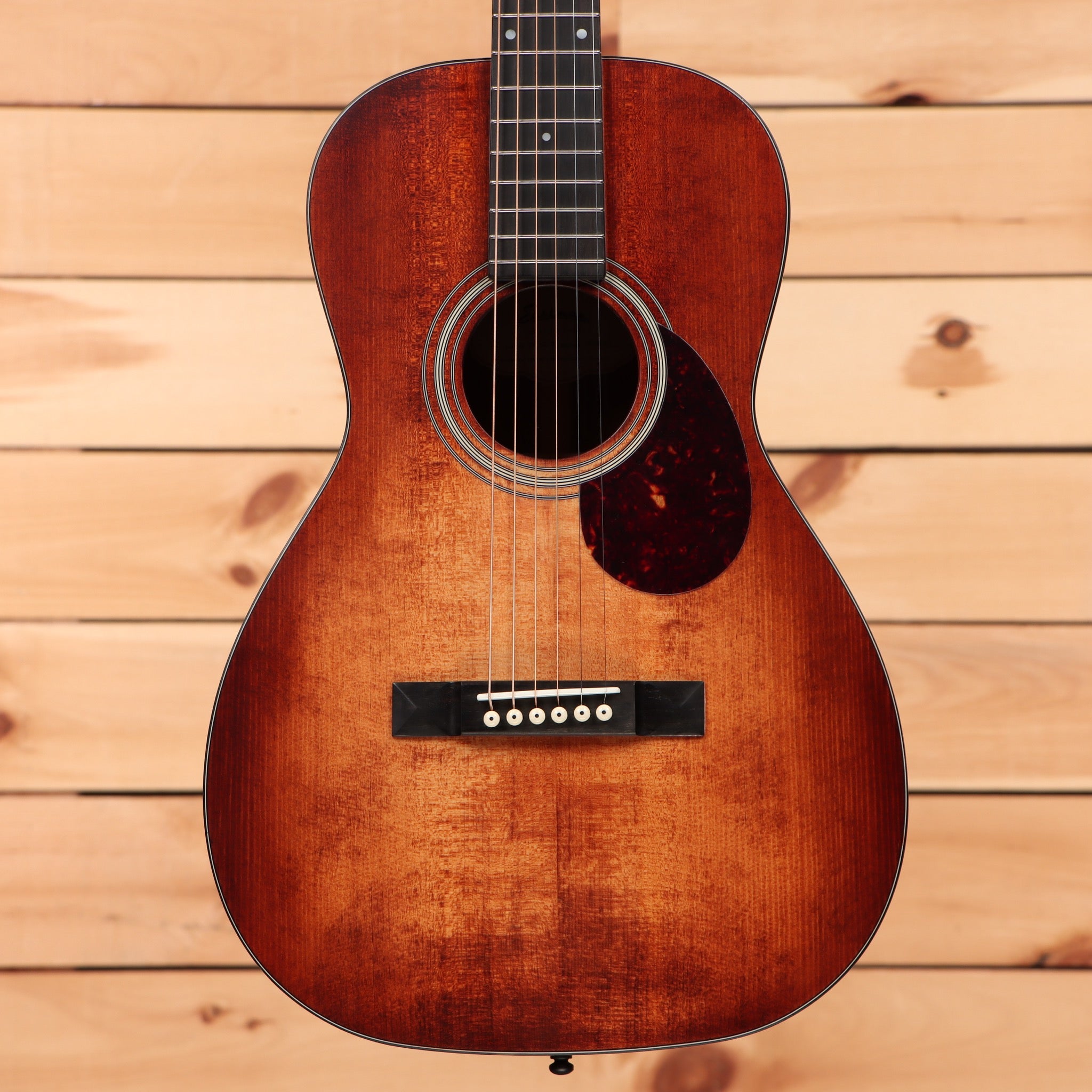 Eastman E1P The Bluesmaster Limited Edition Classic acoustic guitar with dark red sunburst finish and rosewood fretboard
