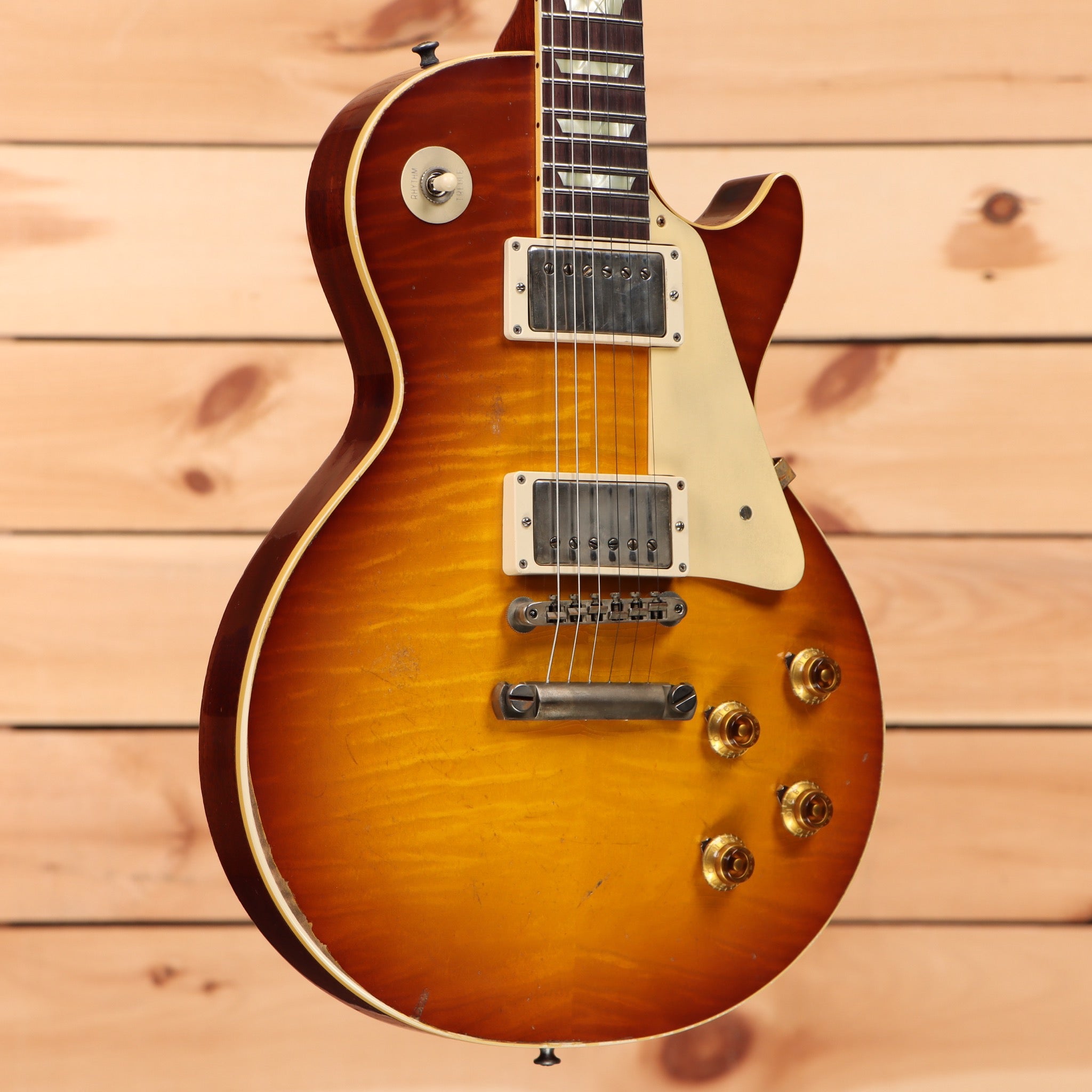 Gibson 1959 Les Paul Standard Reissue electric guitar Slow Iced Tea Fade with dual humbuckers and gold hardware