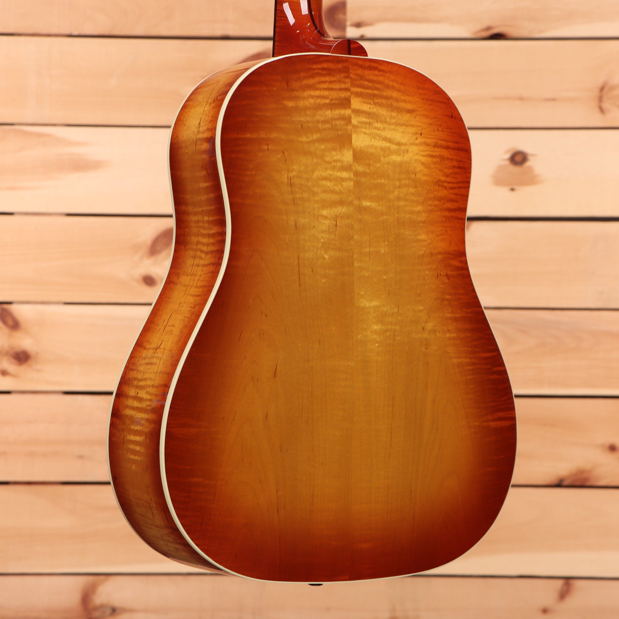 Gibson J-45 Standard acoustic guitar flame maple custom sunburst dreadnought with white binding