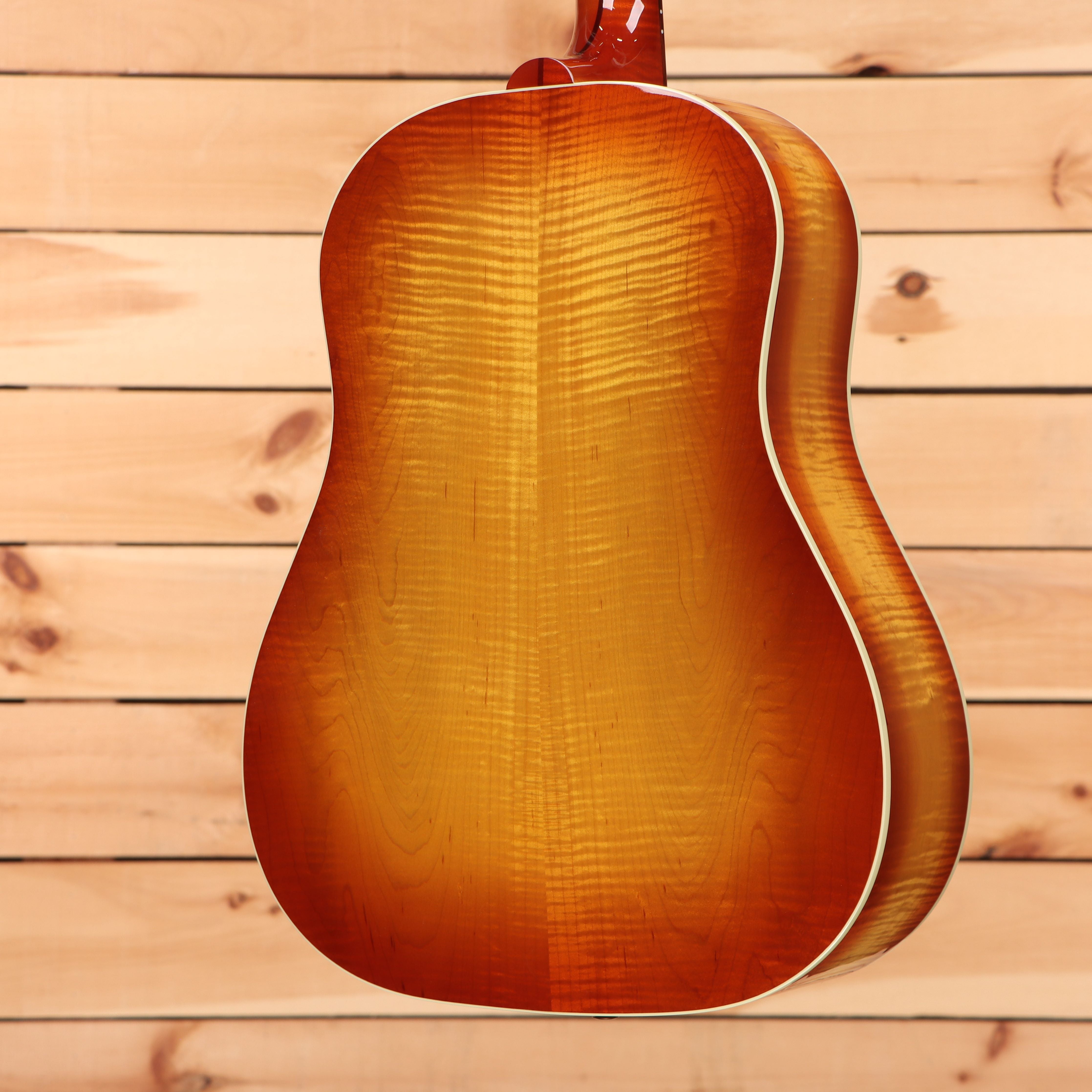 Gibson J-45 Standard acoustic guitar Flame Maple Custom Sunburst with flamed maple top