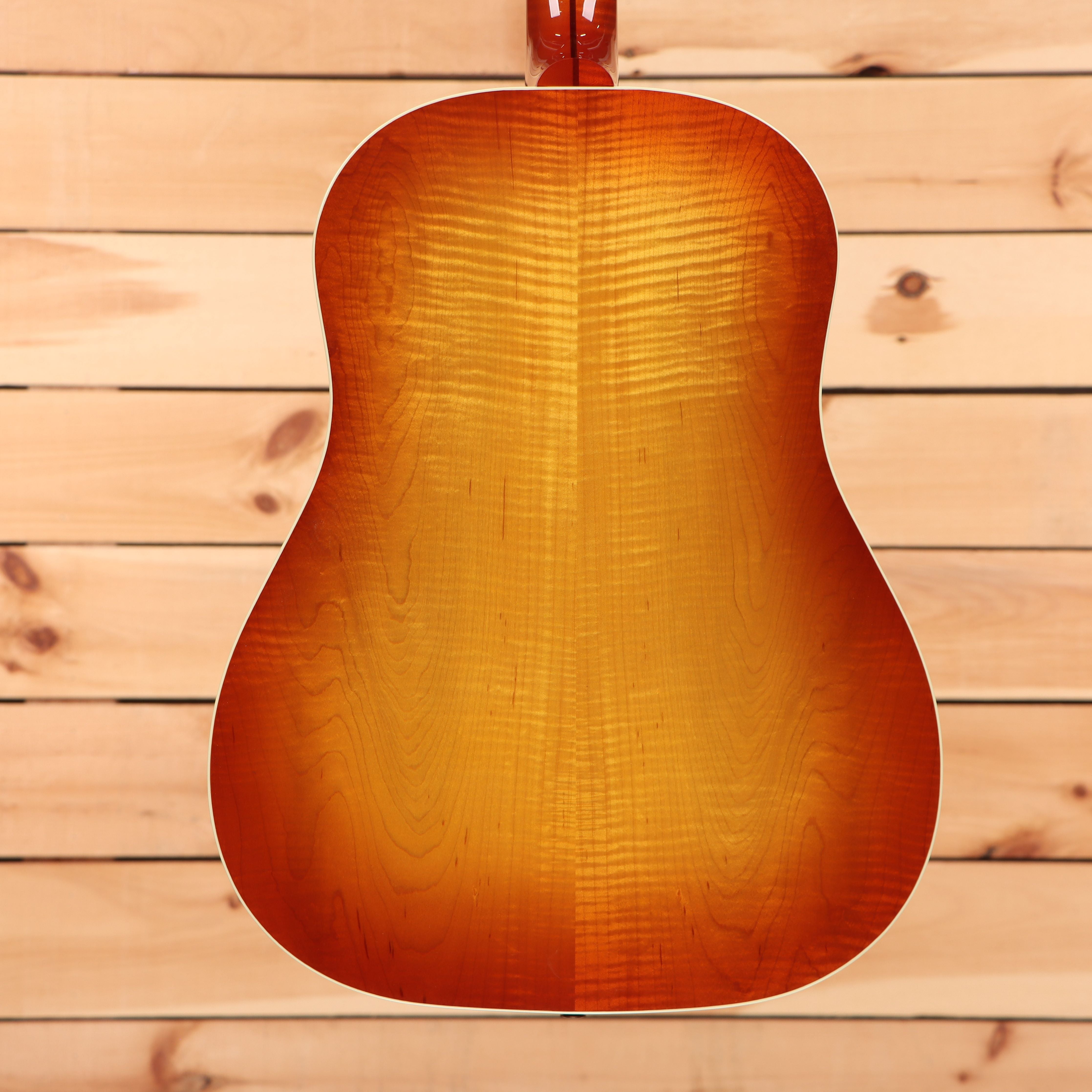 Gibson J-45 Standard acoustic guitar flame maple custom sunburst with dreadnought body