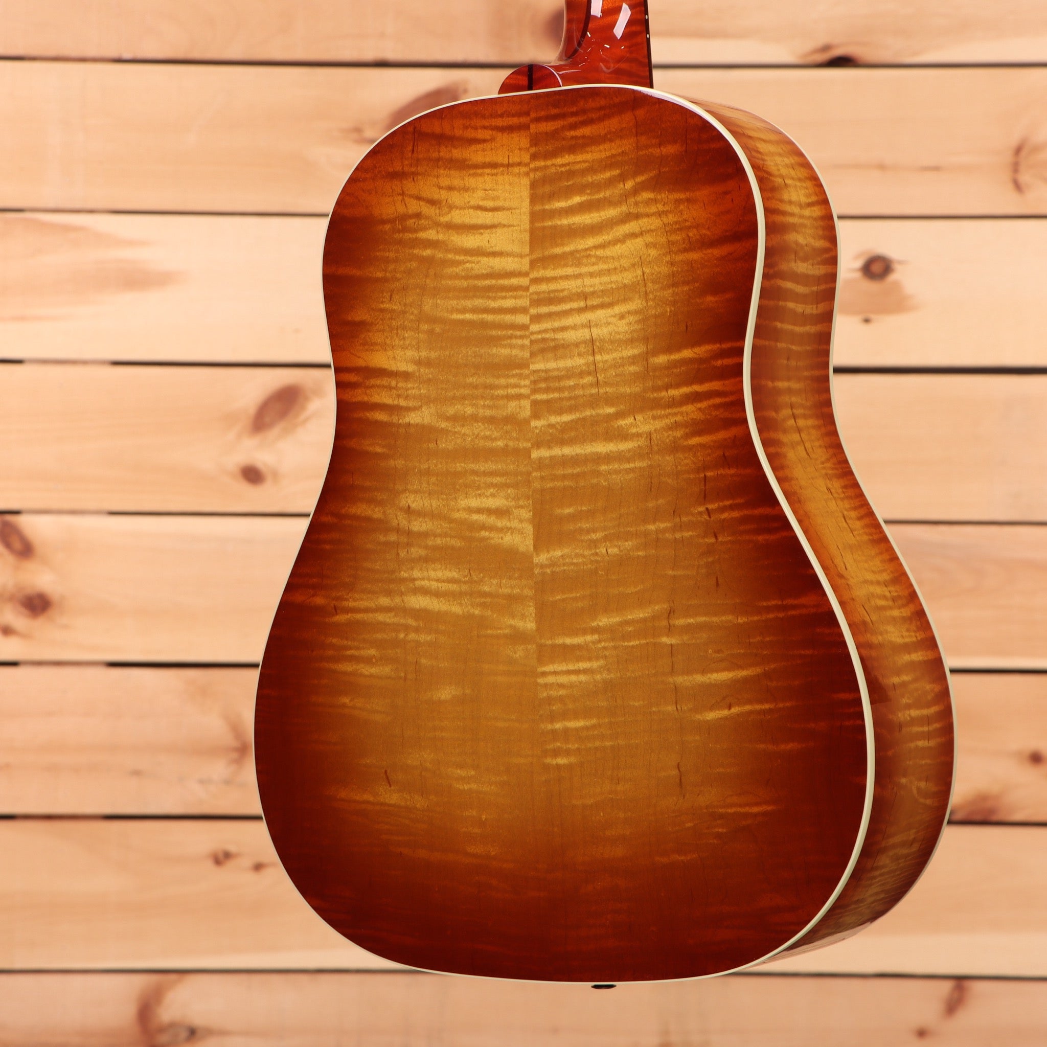 Gibson J-45 Standard acoustic guitar flame maple custom sunburst dreadnought with white binding